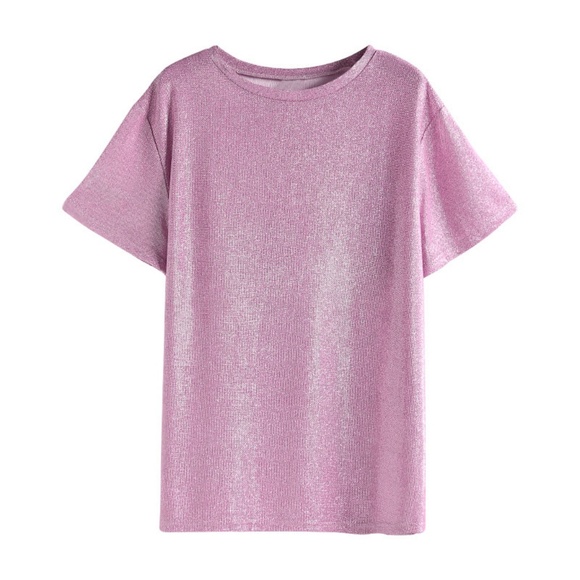 ✅NEW! Silver Pink Shiny Luxury Blouse - Picture 4 of 4